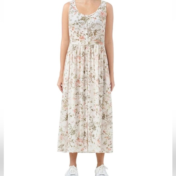 Frye Dresses & Skirts - Frye Women's Button Front Floral Maxi Dress in White and Pink Size M
